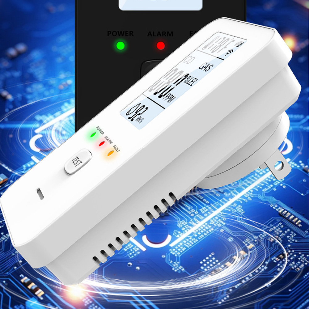 Co Detector Plug - 天然ガス・一酸化炭素検知器（HDディスプレイ画面付き）温度・湿度センサー ガス漏れCH4 CO警報装置 家庭用