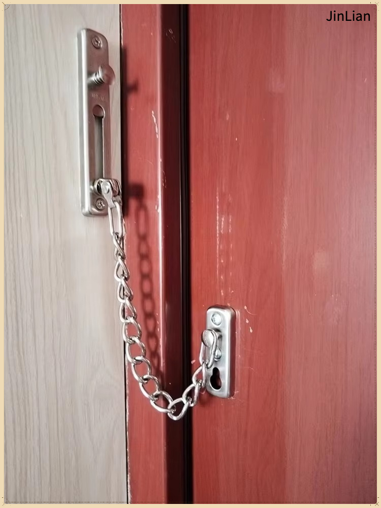 Security Chain Door - ステンレス製ドアチェーン1個。家具やキャビネットのドアに取り付け、防犯・盗難防止に役立つ。室内用家具金具。