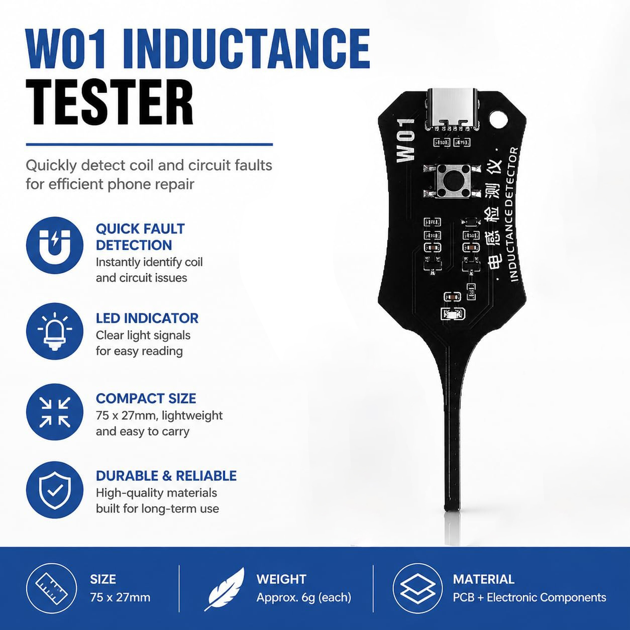 W01 タイプ C インダクタンステスター メインボードコイ - Co Detector Plug のレビューと価格