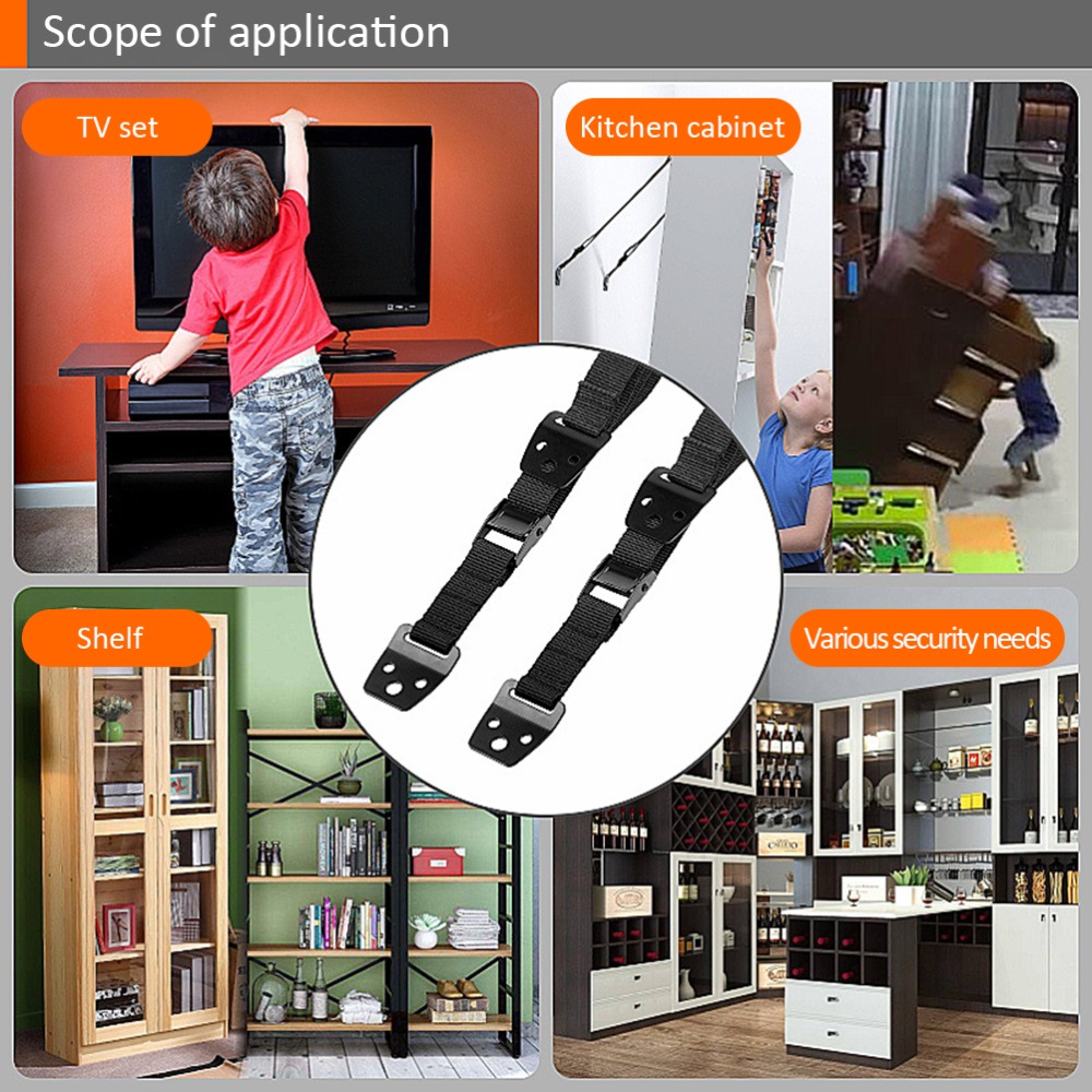 【2個入り】耐久性に優れたナイロン製家具固定具、黒色、最大9 - Earthquake Anchor Strap のレビューと価格